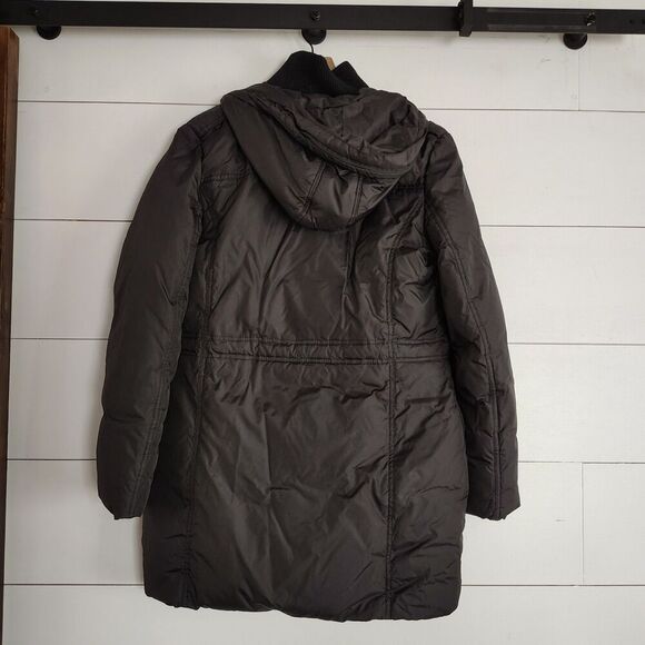 Women's MICHAEL KORS MK Black Hooded Double Zip Puffer Coat Size Small Ski Warm - Picture 3 of 8